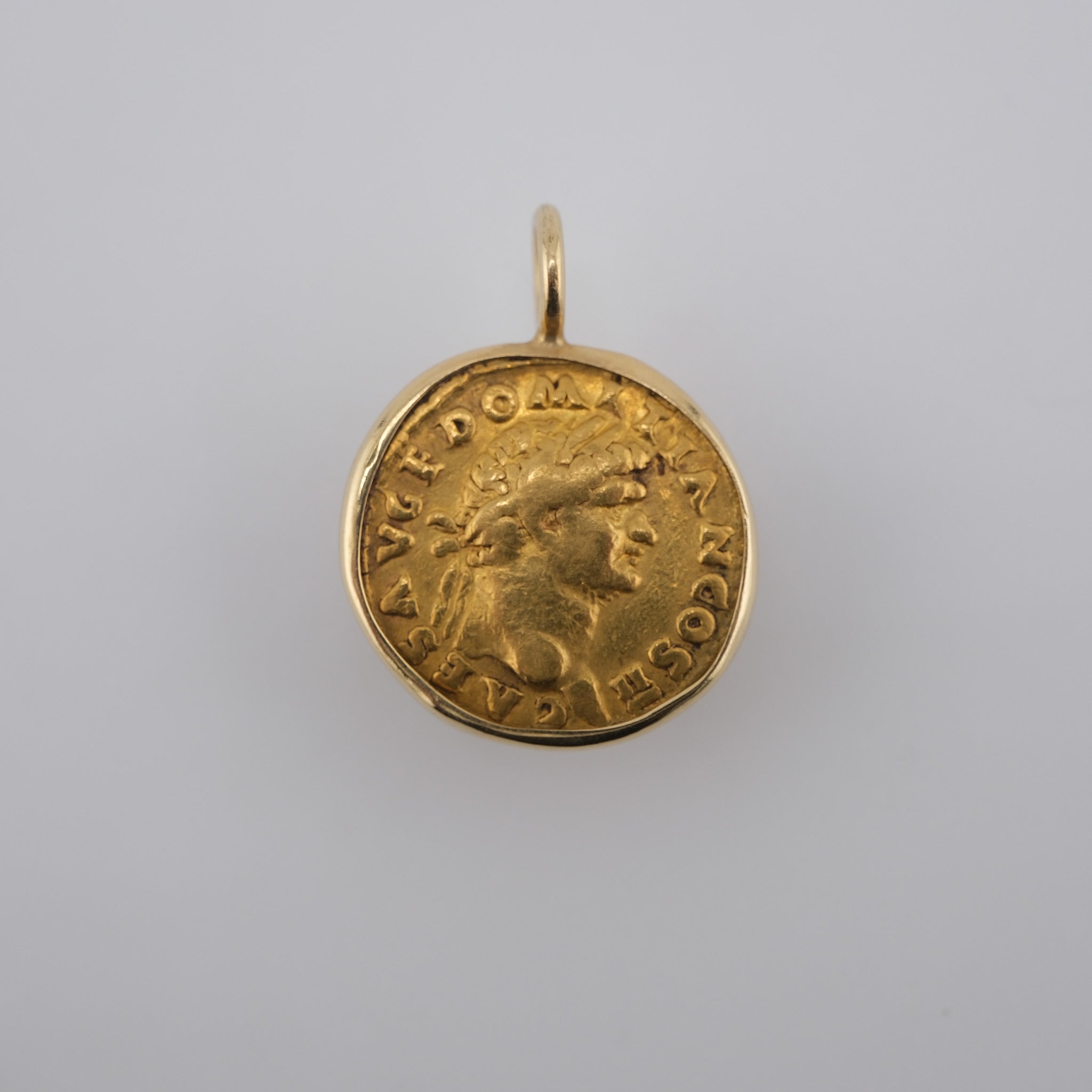 Extremely Rare Domitian Gold Aureus Pendant in 18k Gold (AD 73)