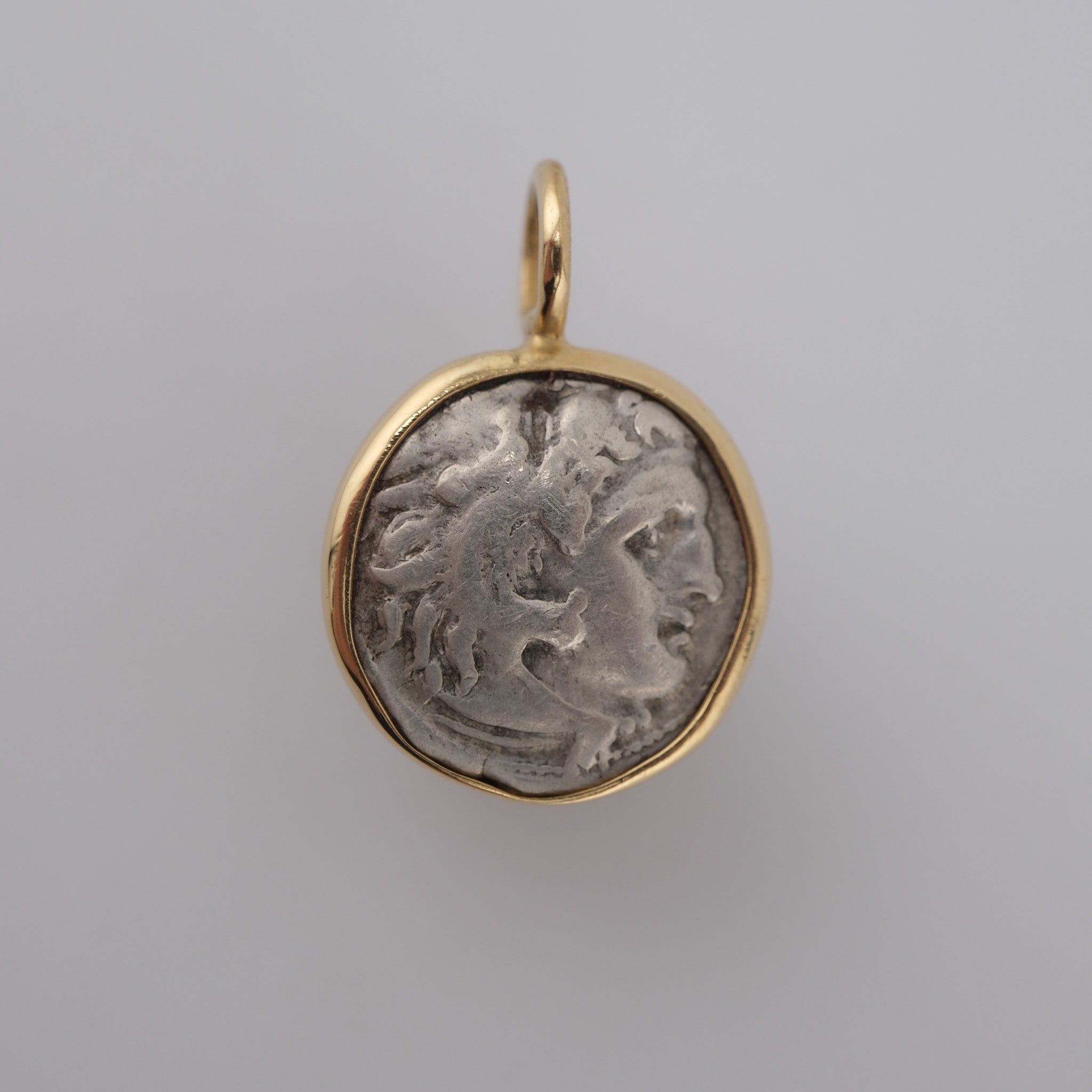 Alexander the Great – Silver Drachm Pendant in Solid 18k Gold