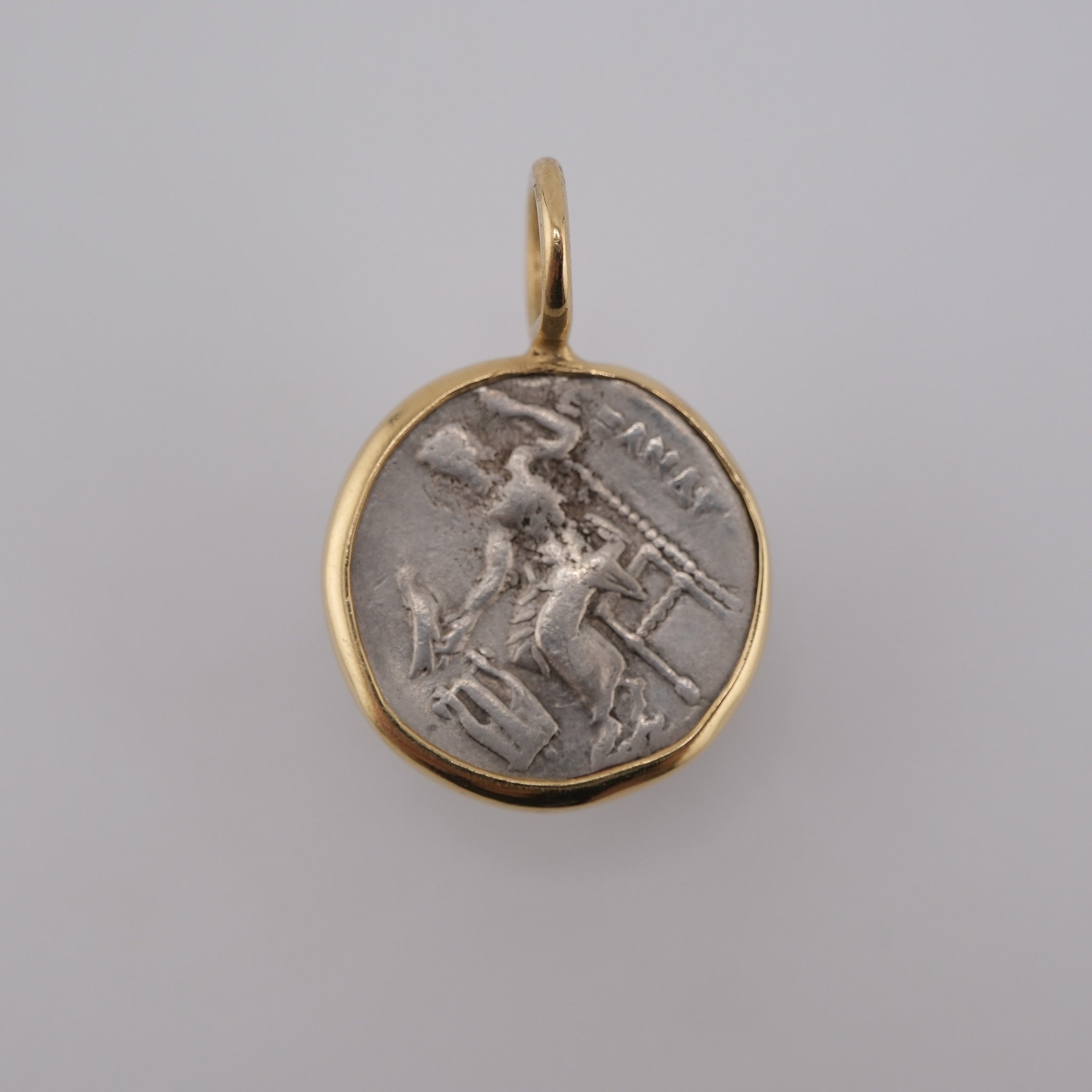 Alexander the Great – Silver Drachm Pendant in Solid 18k Gold