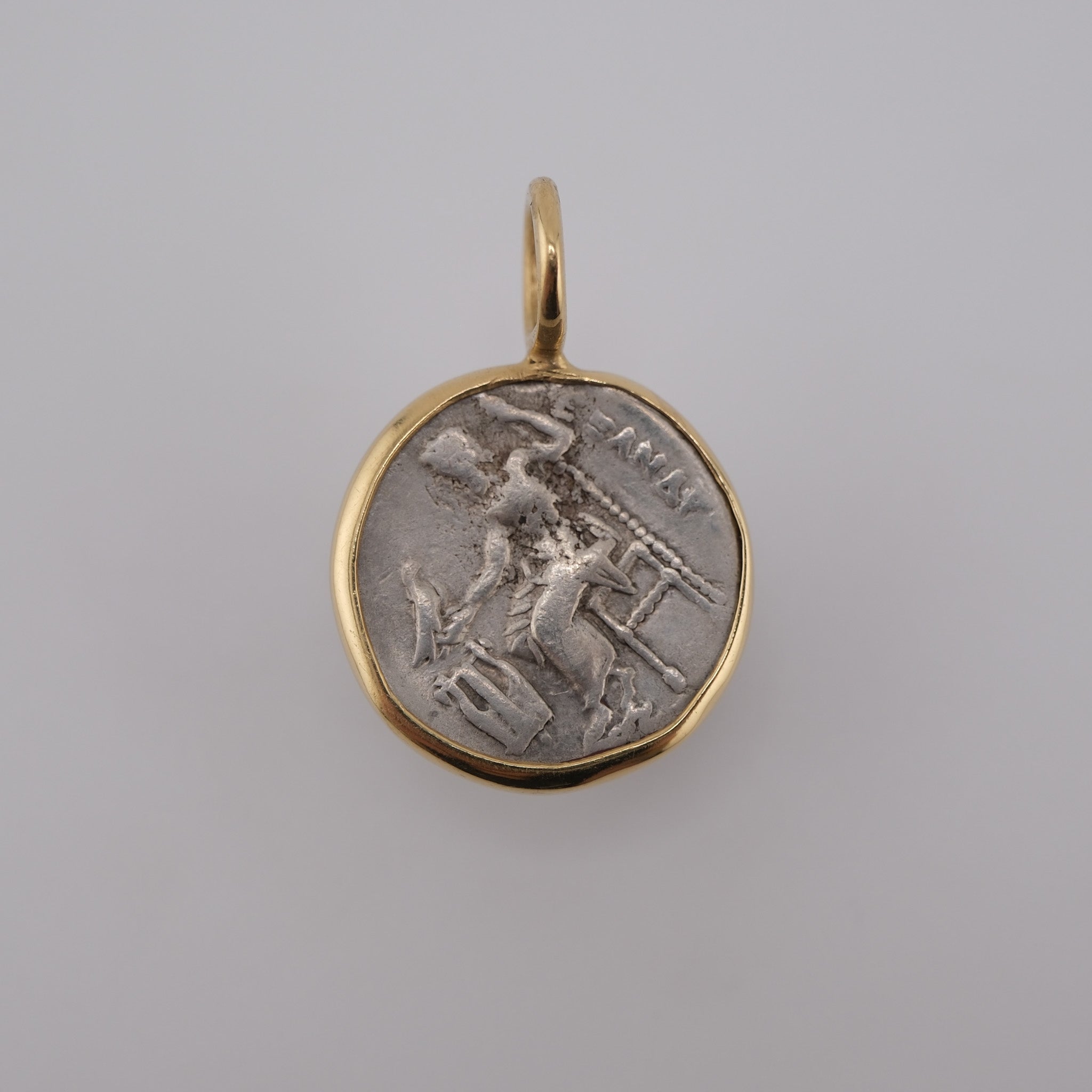 Alexander the Great – Silver Drachm Pendant in Solid 18k Gold