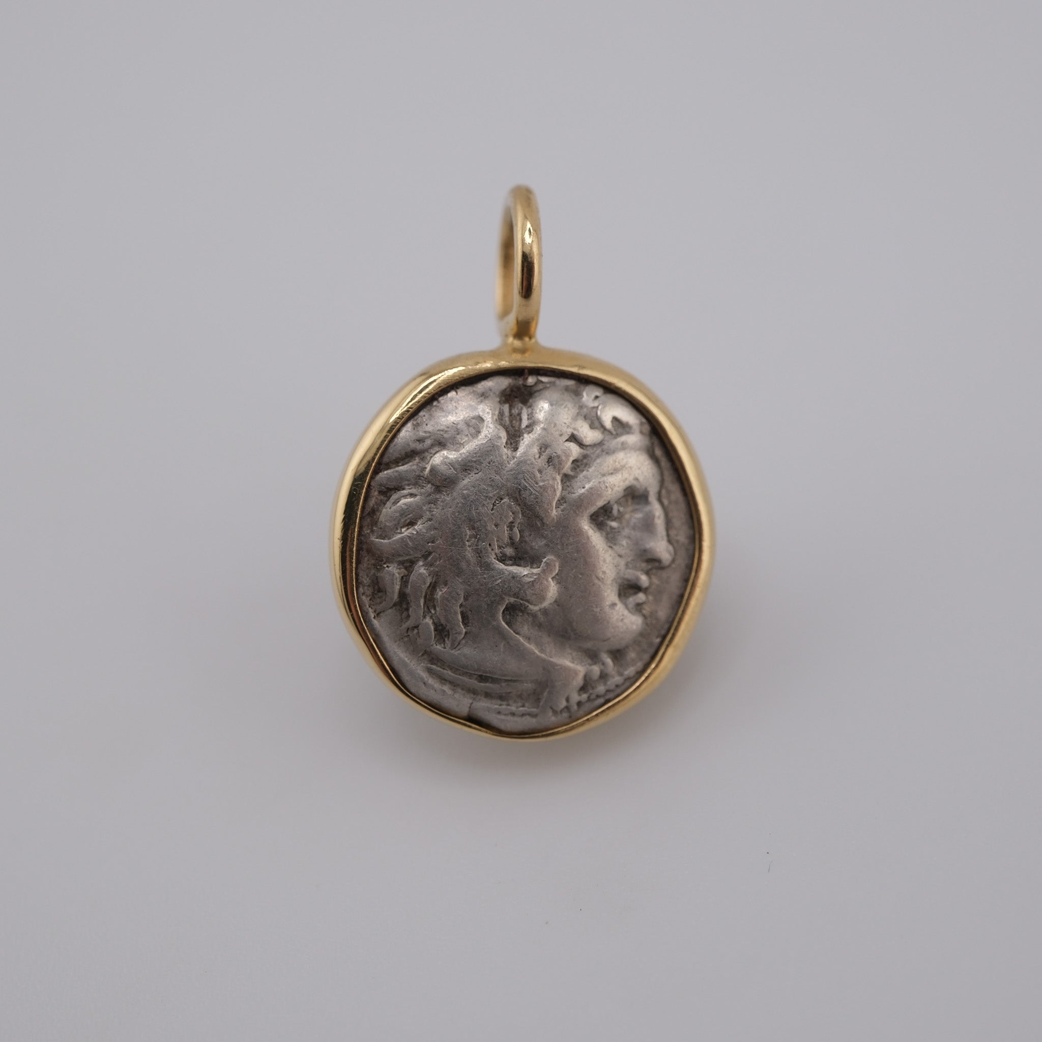 Alexander the Great – Silver Drachm Pendant in Solid 18k Gold