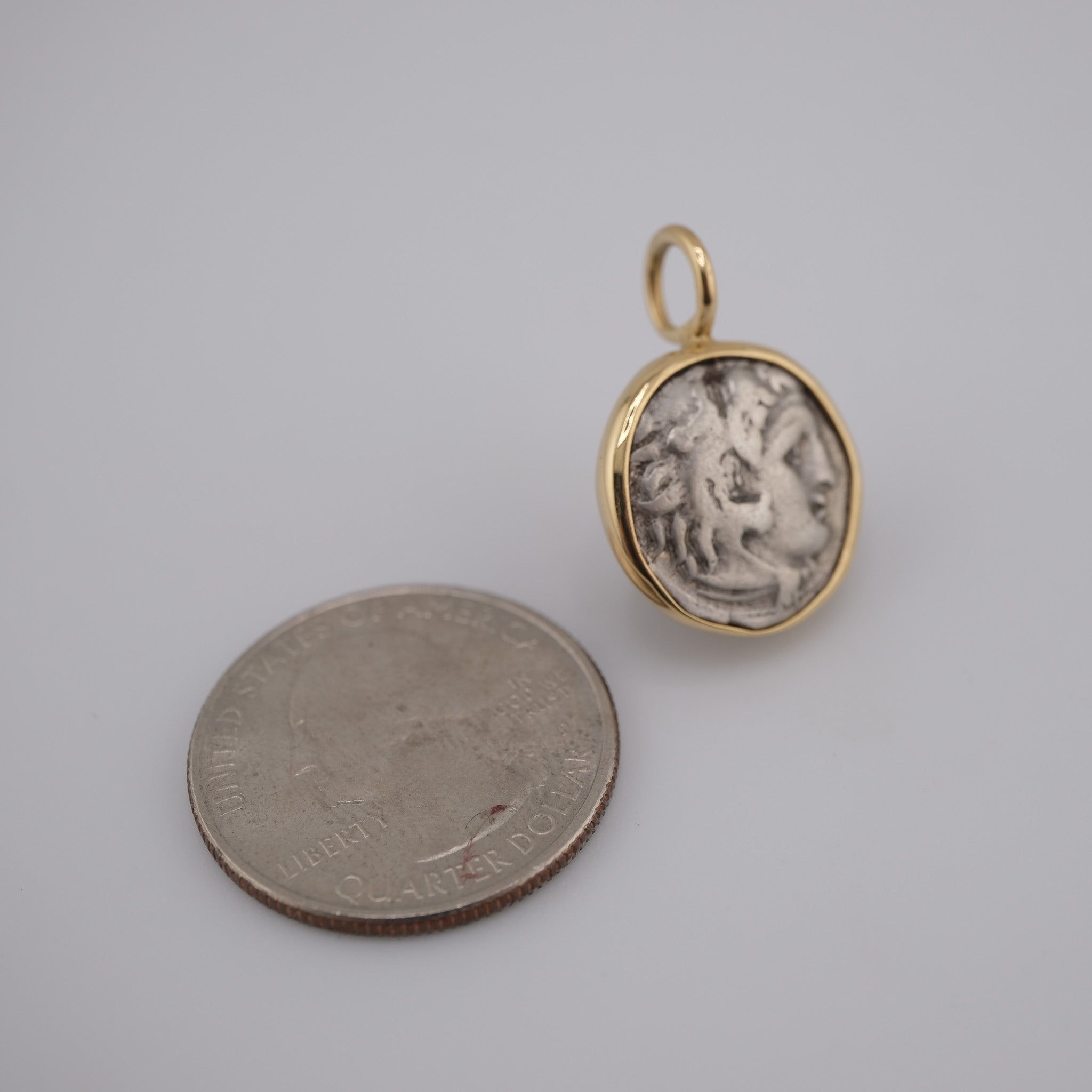 Alexander the Great – Silver Drachm Pendant in Solid 18k Gold