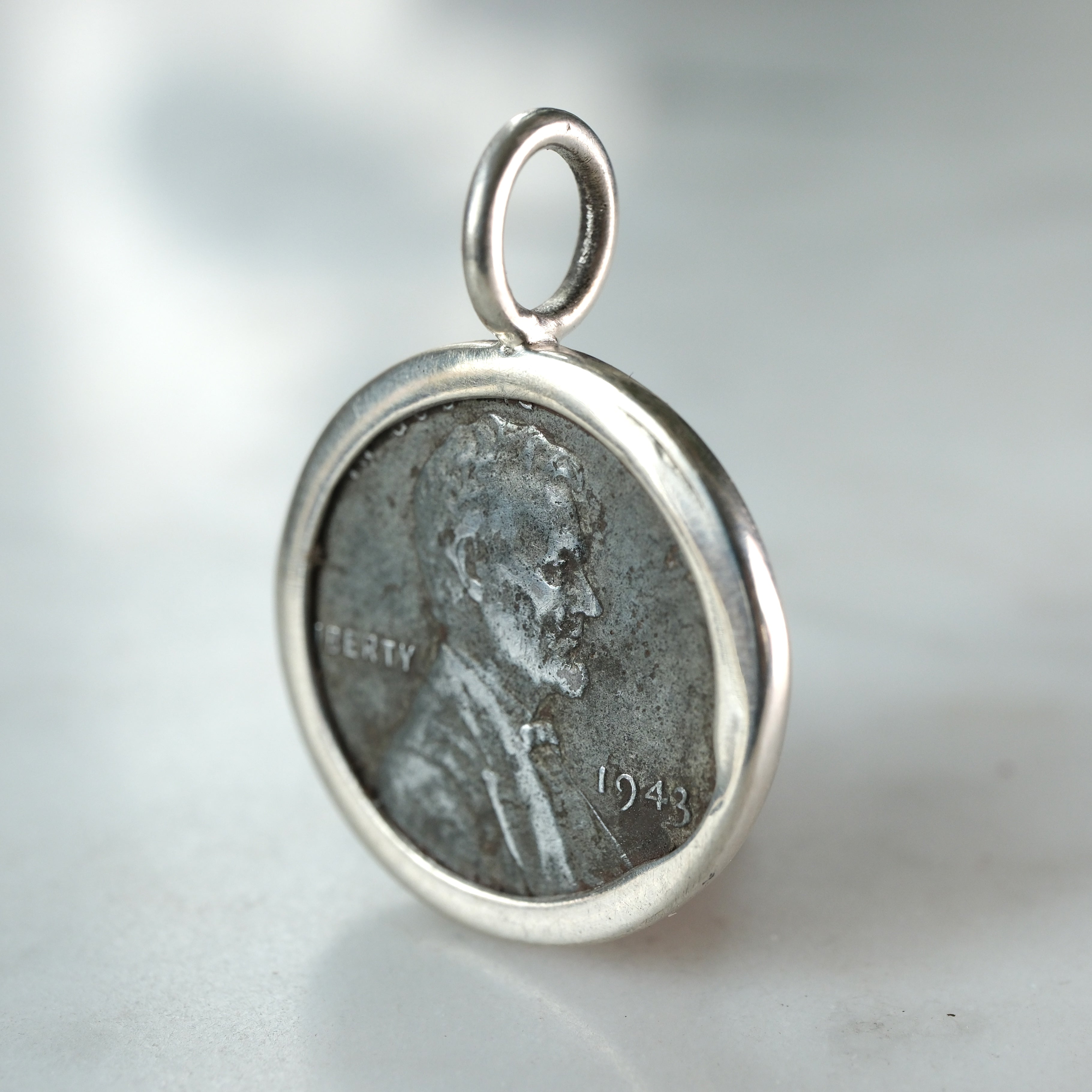 Authentic WWII Coin 1943 Steel Lincoln Cent Pendant