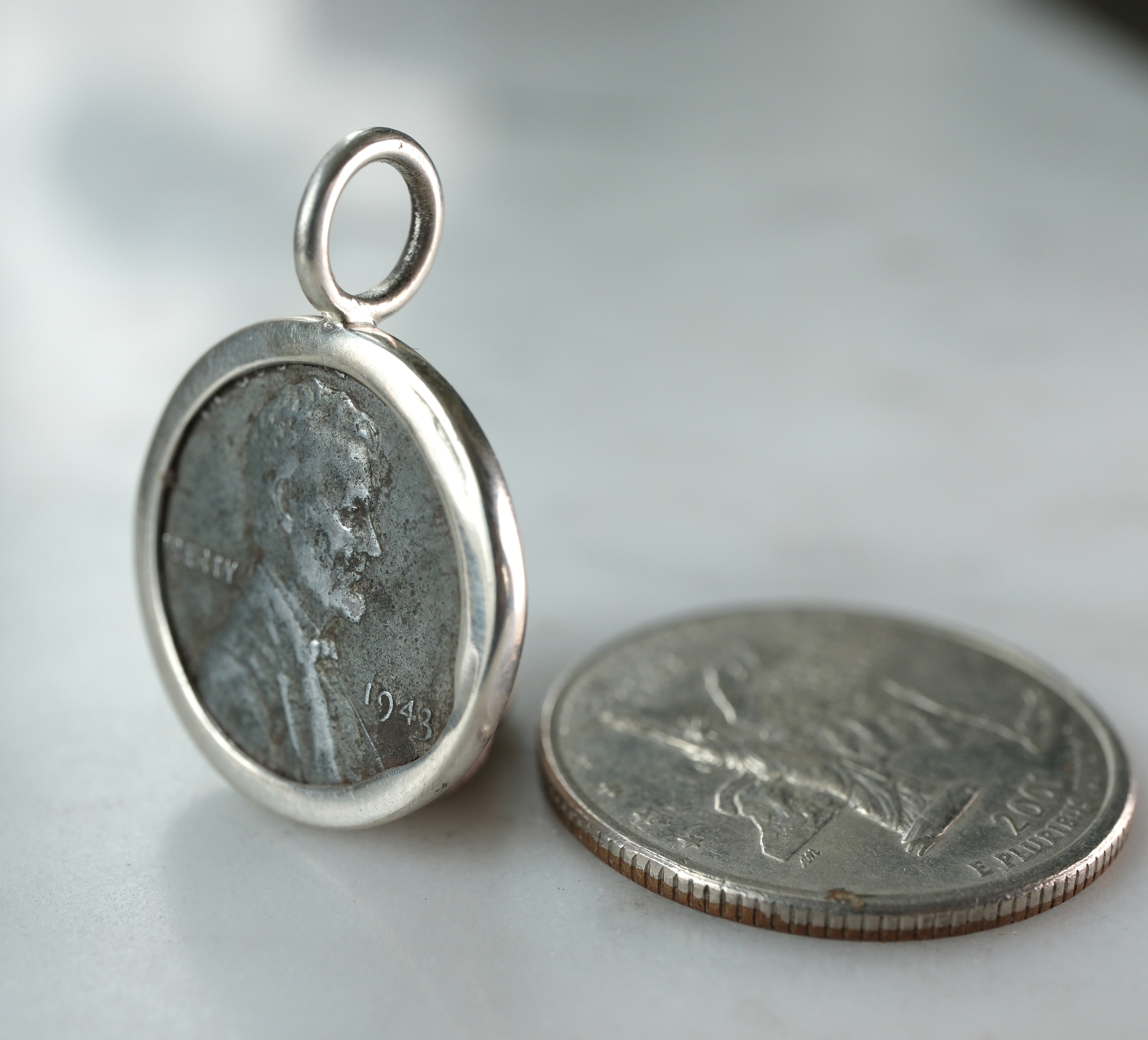 Authentic WWII Coin 1943 Steel Lincoln Cent Pendant