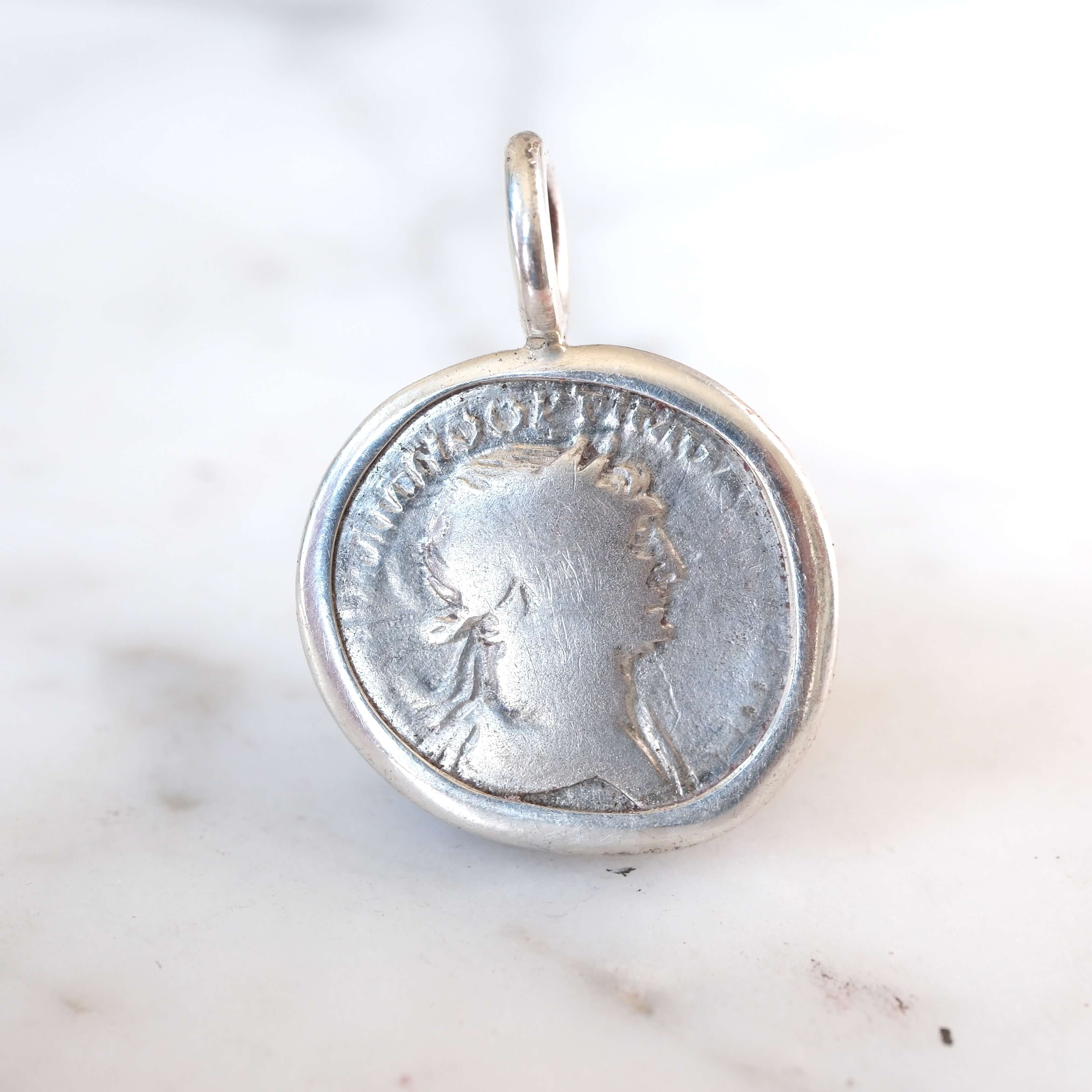 Trajan Denarius with Mars Advancing in Silver