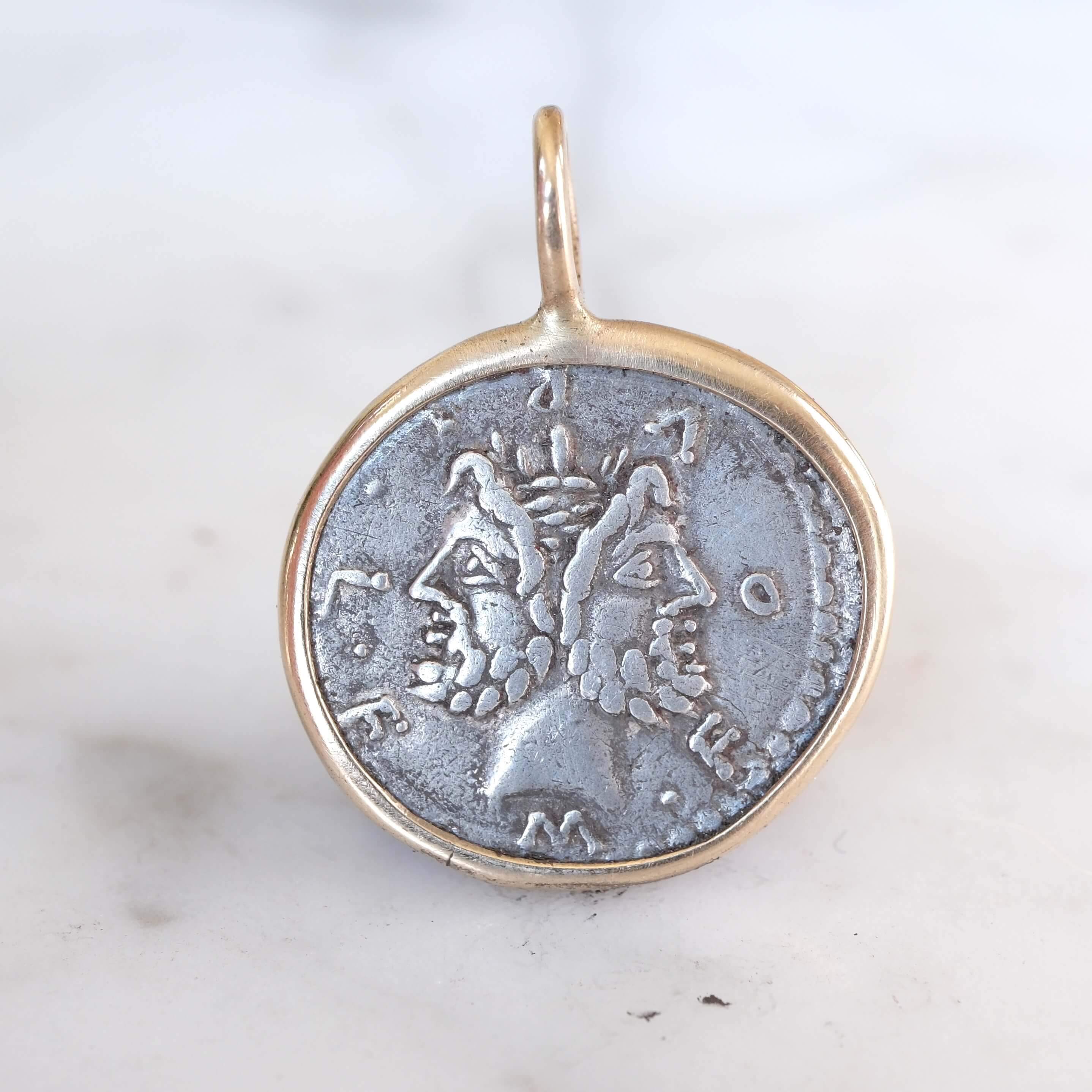Janus and the Triumph of Rome | 119 BC | Republican Denarius in 18k Gold