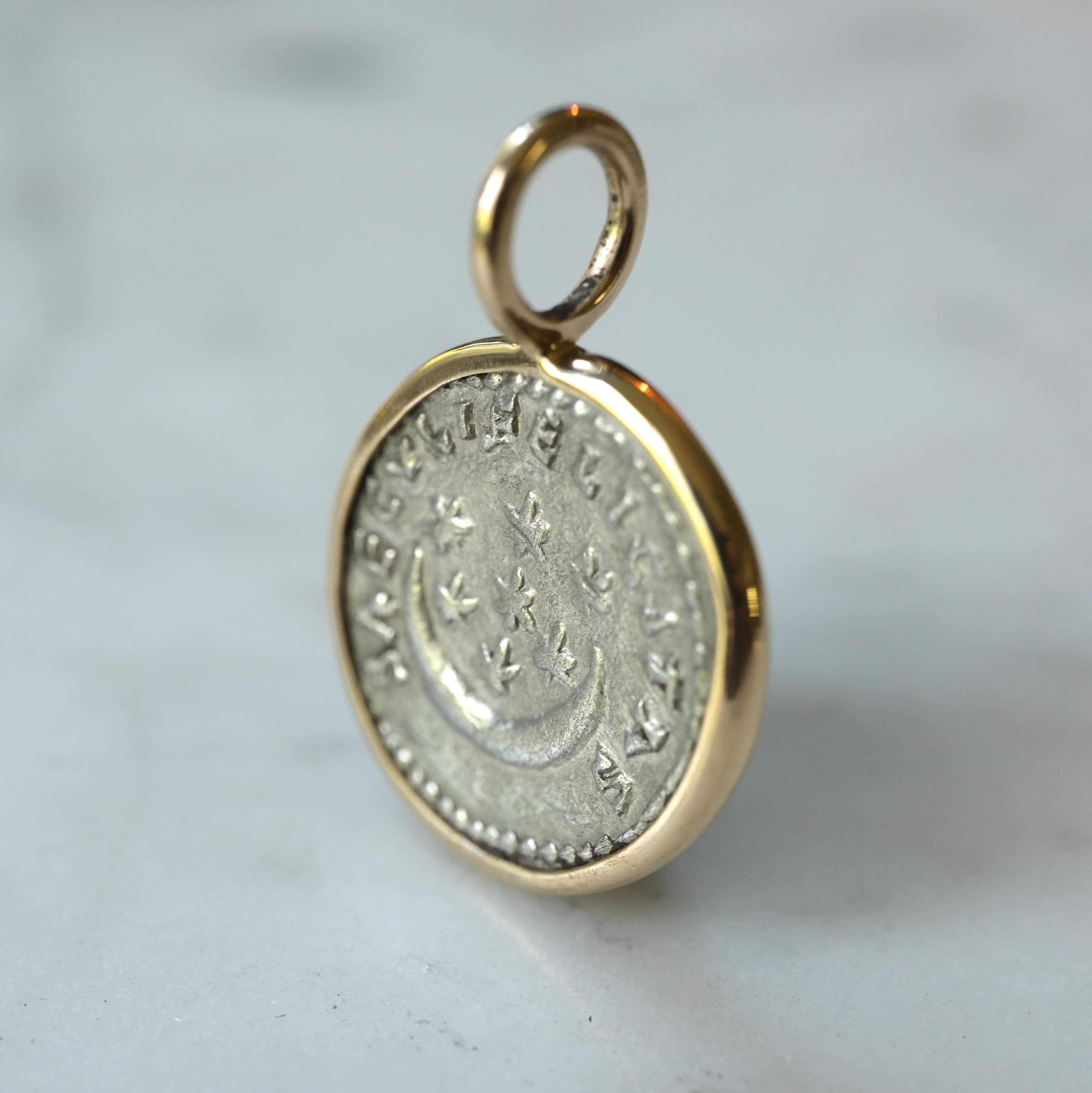 Roman Republican Denarius Pendant | Sol and the Seven Stars in 18k Gold