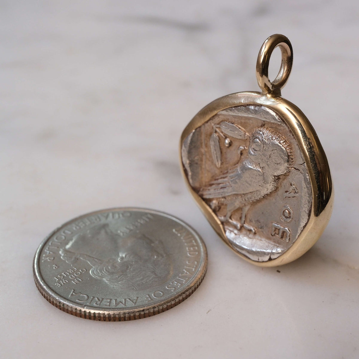 The Athenian Owl in 14k Gold