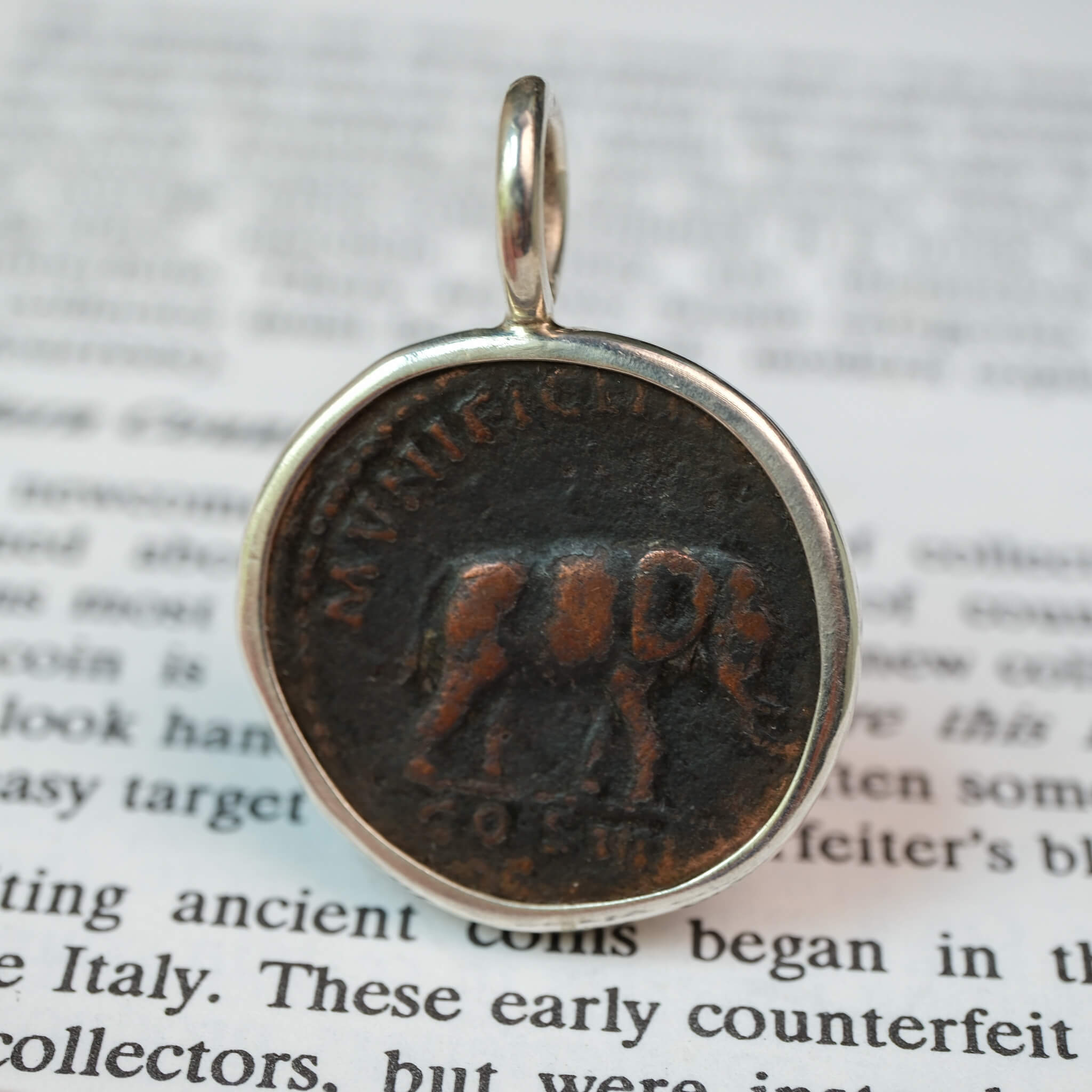 The Emperor and the Elephant | Rome, AD 148–149 | Bronze Dupondius in Sterling Silver