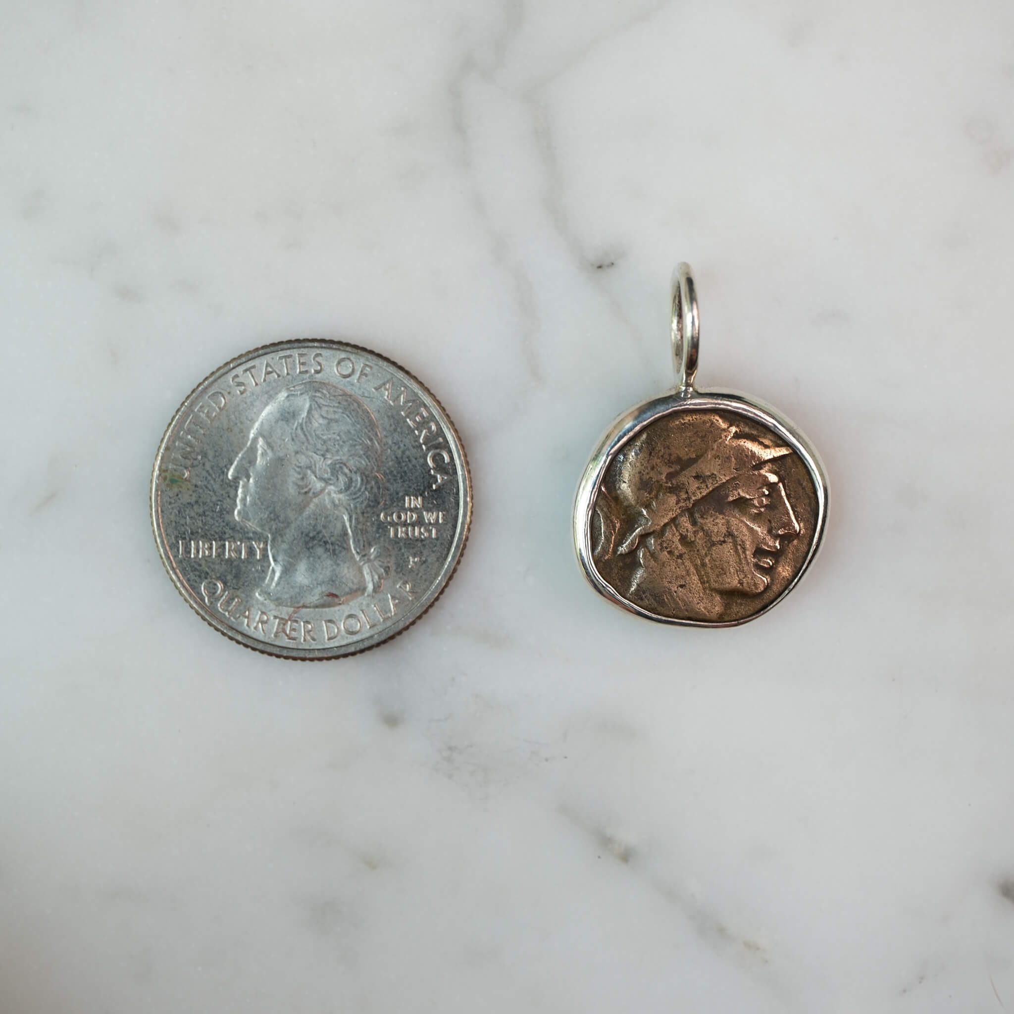 Athena and Sword | Amisos, Pontos c. 111–90 BC | Bronze Coin in Sterling Silver #3