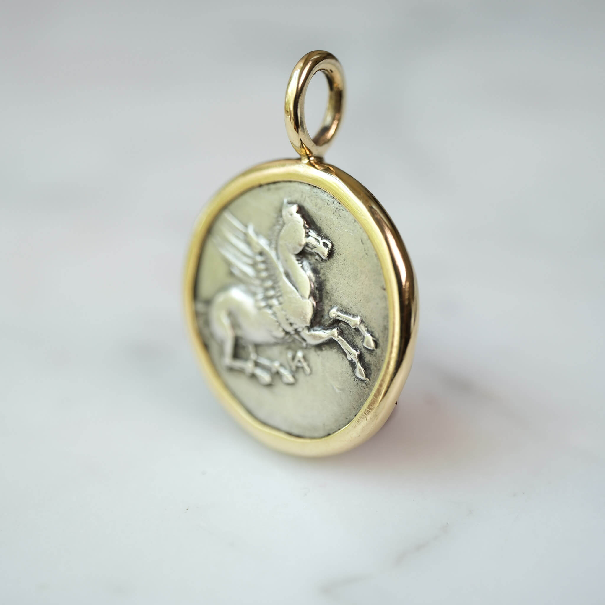 Peregrine Collection – Corinthian Silver Stater | 400–345 BC | 18k Gold Setting with Chain