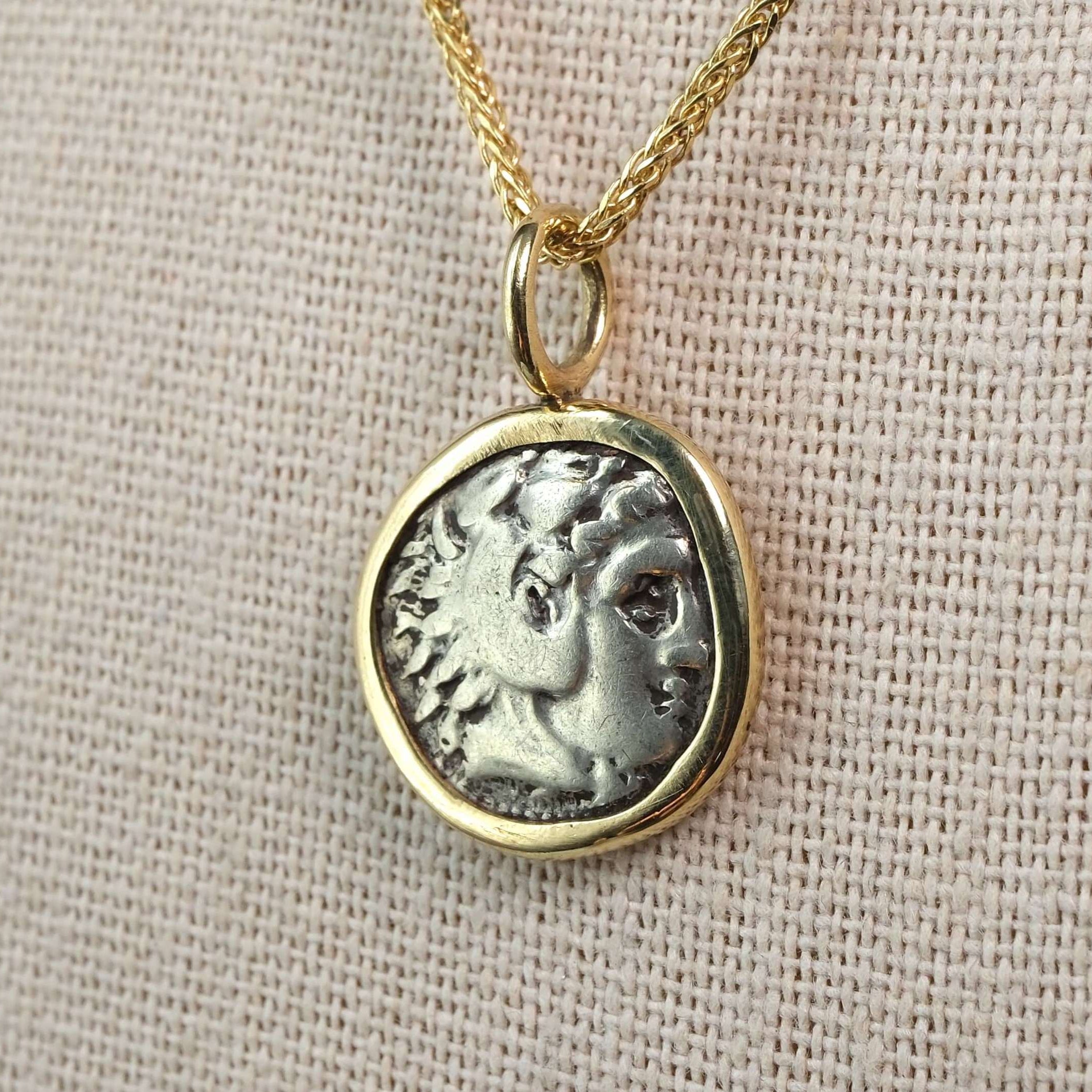 Alexander the Great Silver Drachm in Gold – Peregrine Pendants - Main Image