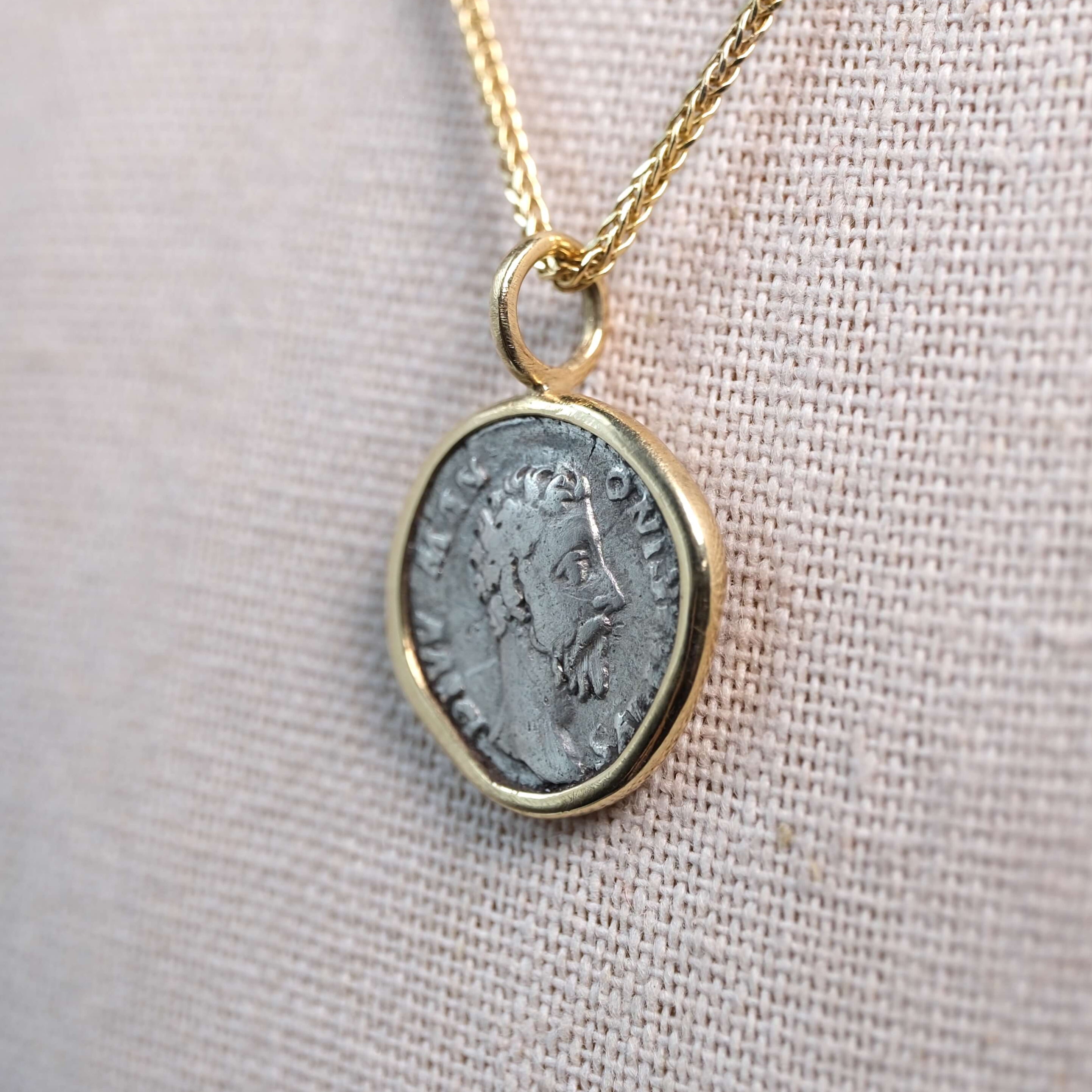 Gold Necklace Marcus Aurelius Coin Necklace Marcus Aurelius Coin