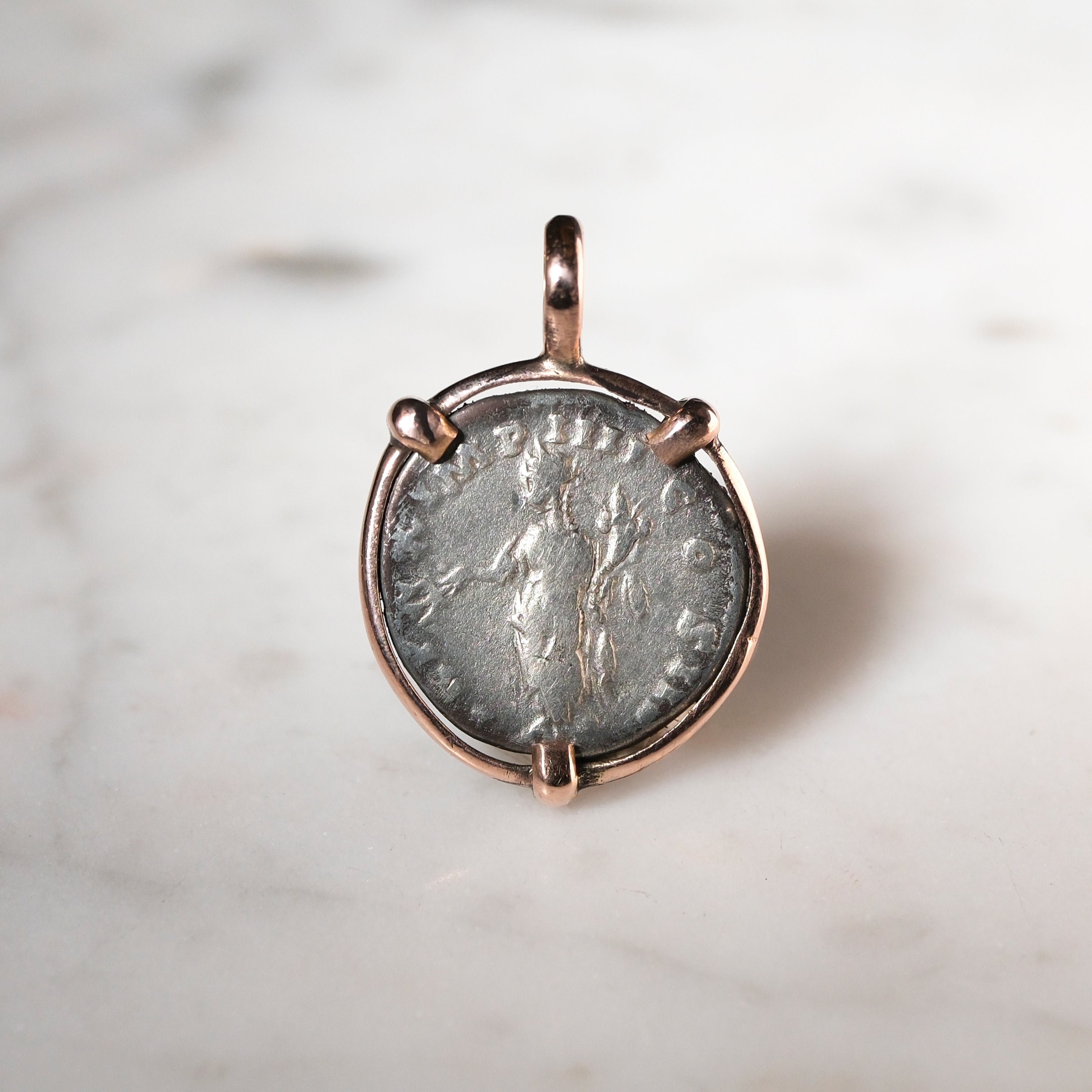 Marcus Aurelius Silver Denarius - Pax In Rose Gold