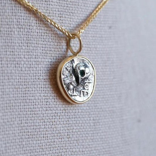 Athena & Owl | Greek Levant, 5th Century BC | Silver Drachm in 18k Gold