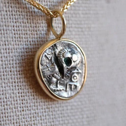 Athena & Owl | Greek Levant, 5th Century BC | Silver Drachm in 18k Gold