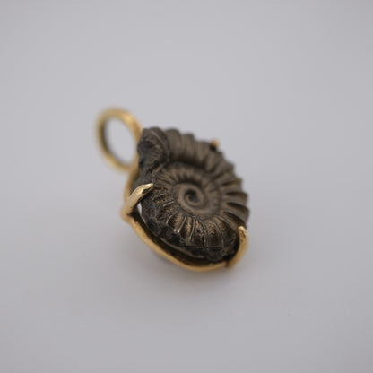 Jurassic Ammonite – 195 Million-Year-Old Fossil Pendant in 18k Gold (#1)
