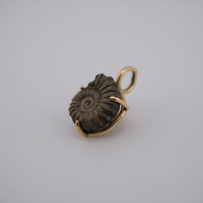 Jurassic Ammonite – 195 Million-Year-Old Fossil Pendant in 18k Gold (#1)