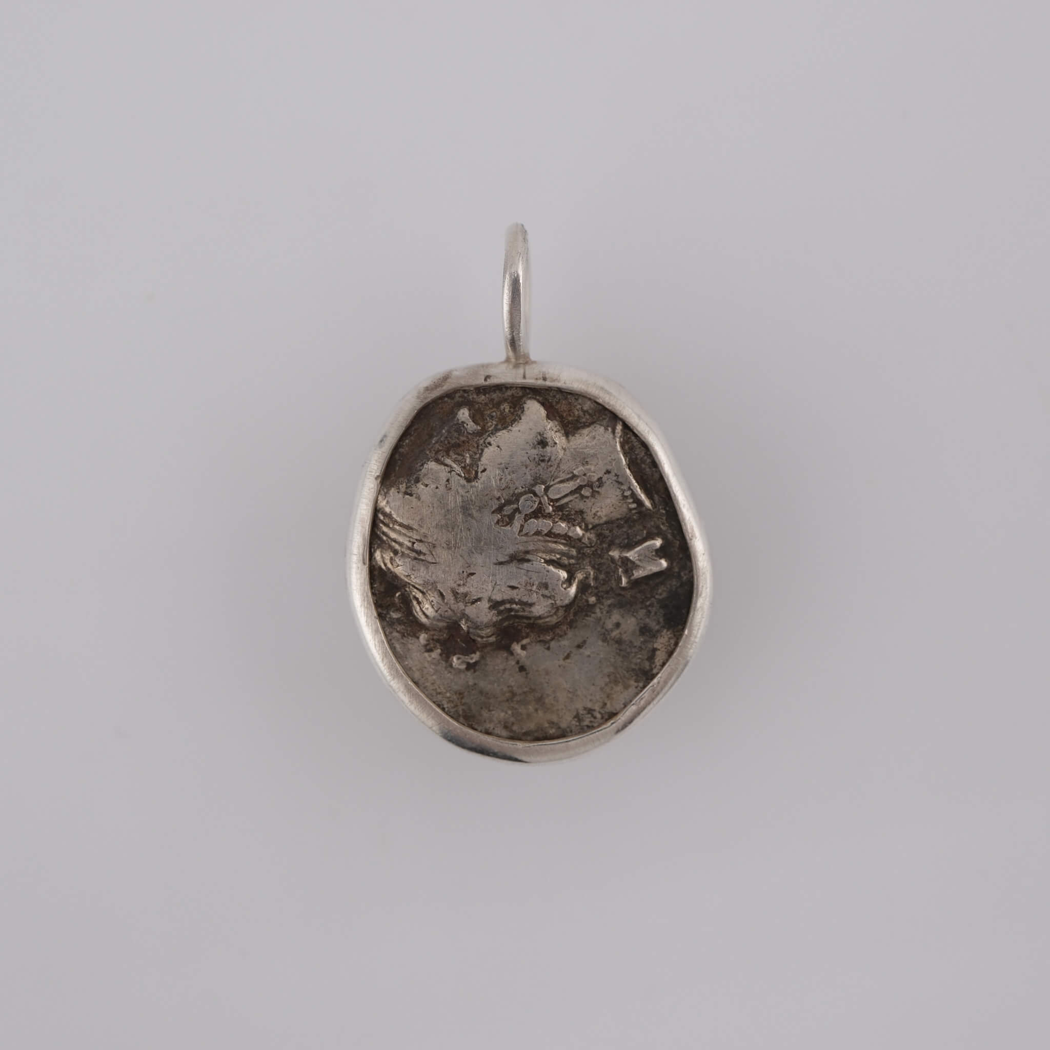 Neapolis – Silver Didrachm Pendant with Man-Headed Bull & Nymph (c. 320–300 BC) | Set in Sterling Silver