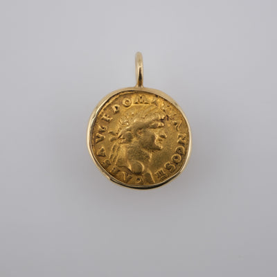 Extremely Rare Domitian Gold Aureus Pendant in 18k Gold (AD 73)