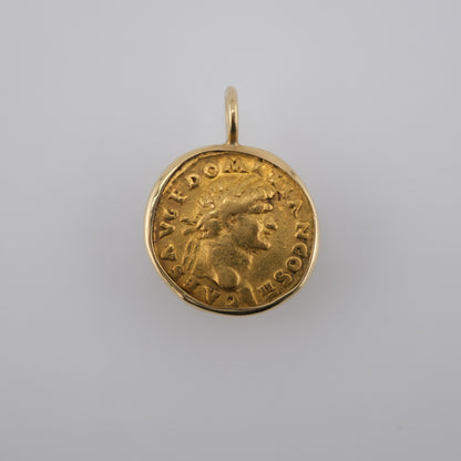 Extremely Rare Domitian Gold Aureus Pendant in 18k Gold (AD 73)