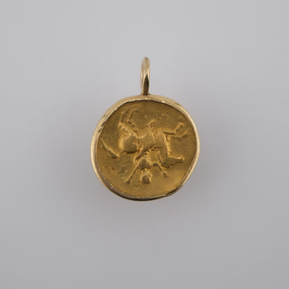 Extremely Rare Domitian Gold Aureus Pendant in 18k Gold (AD 73)