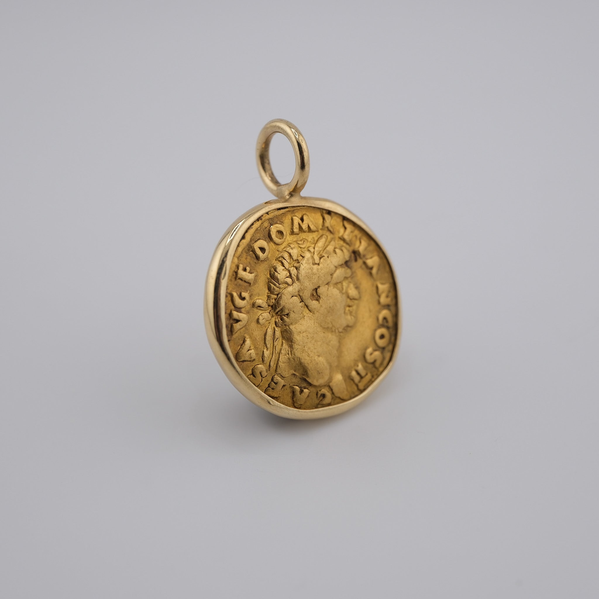 Extremely Rare Domitian Gold Aureus Pendant in 18k Gold (AD 73)