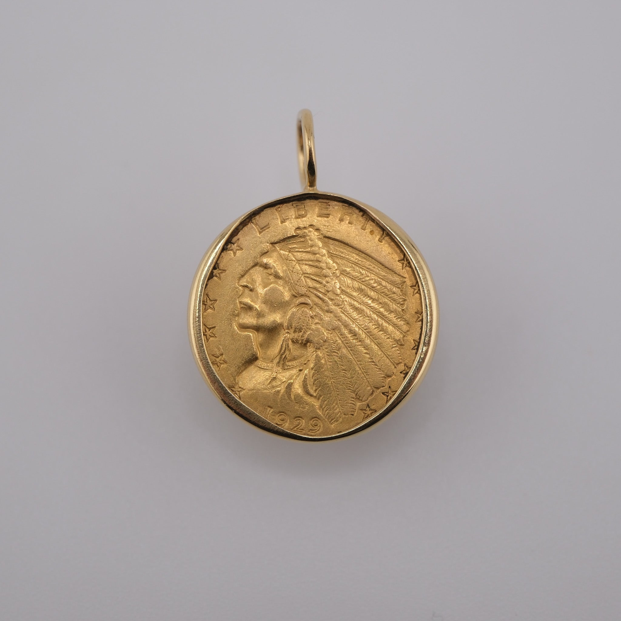 Indian Head Quarter Eagle – U.S. Gold Coin Pendant in 18k Gold with 14k Chain (The Peregrine Collection)