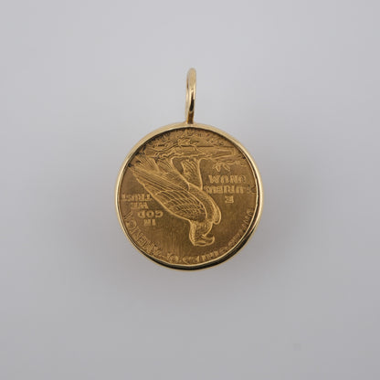 Indian Head Quarter Eagle – U.S. Gold Coin Pendant in 18k Gold with 14k Chain (The Peregrine Collection)