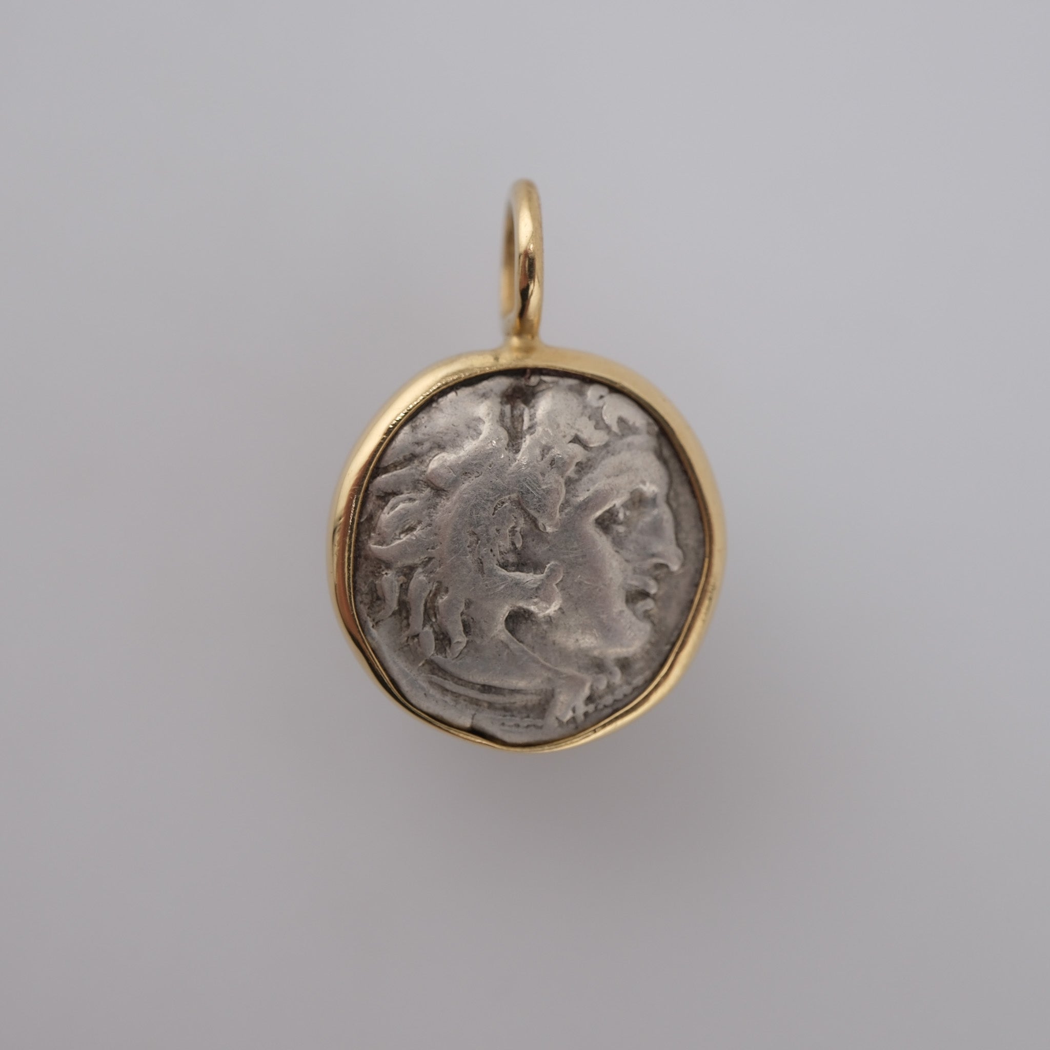 Alexander the Great – Silver Drachm Pendant in Solid 18k Gold