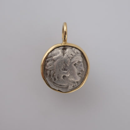 Alexander the Great – Silver Drachm Pendant in Solid 18k Gold