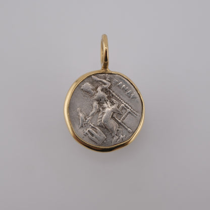 Alexander the Great – Silver Drachm Pendant in Solid 18k Gold