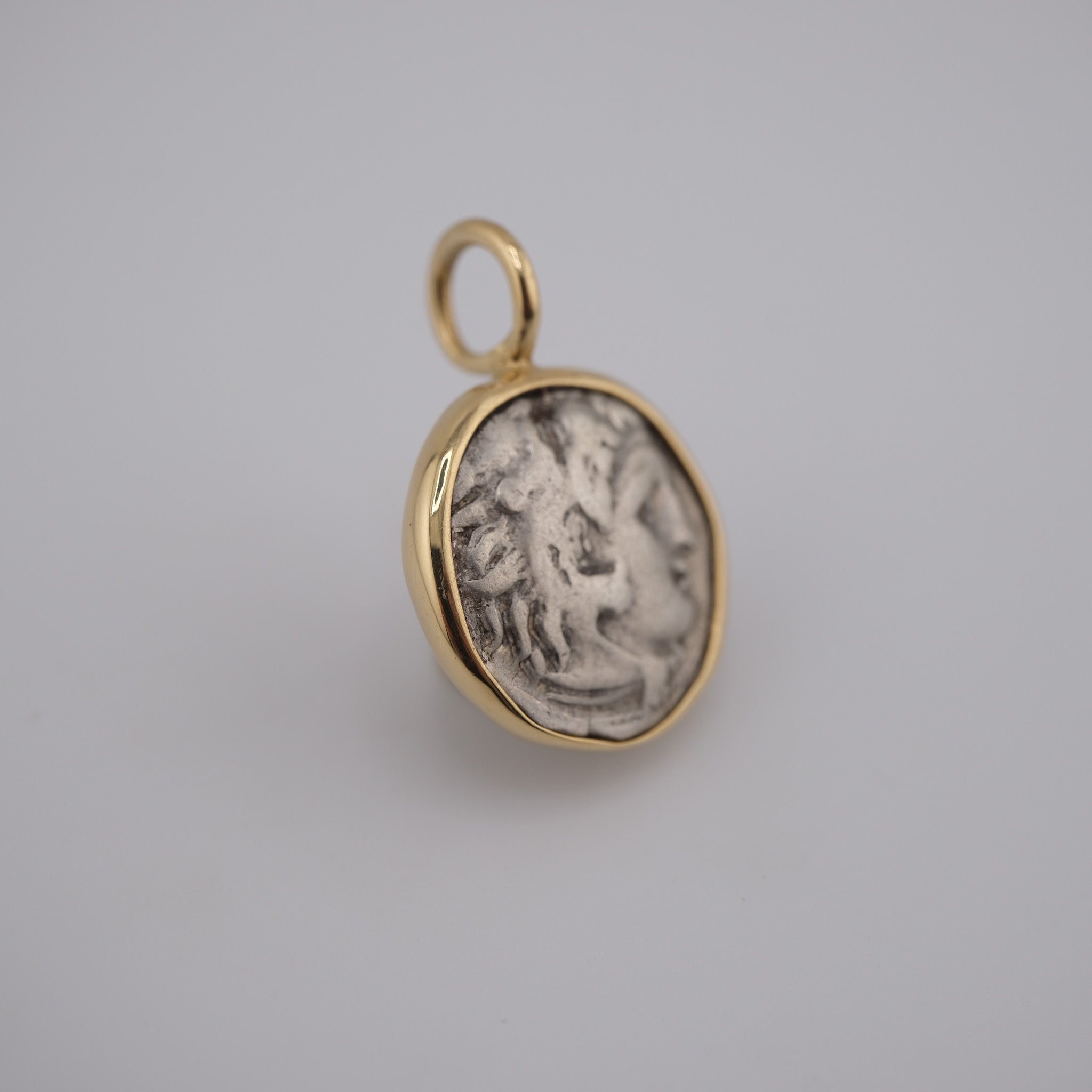 Alexander the Great – Silver Drachm Pendant in Solid 18k Gold
