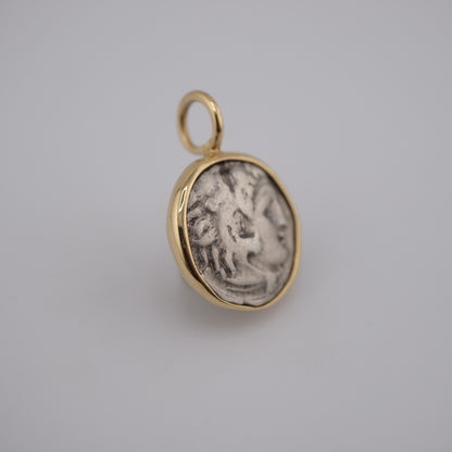 Alexander the Great – Silver Drachm Pendant in Solid 18k Gold