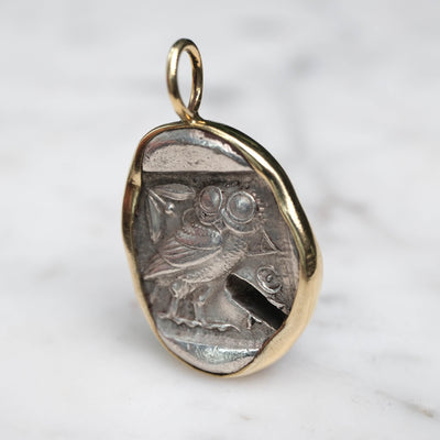 Athenian Owl set in 18k Gold