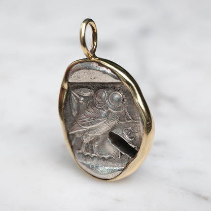 Athenian Owl set in 18k Gold