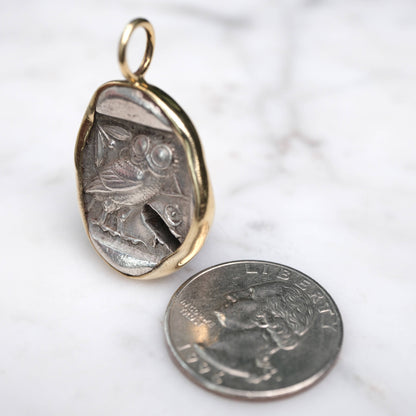Athenian Owl set in 18k Gold