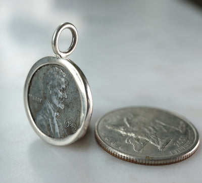 Authentic WWII Coin 1943 Steel Lincoln Cent Pendant