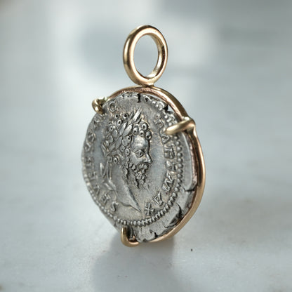 Septimius Severus Victory Denarius Pendant in 18k Gold