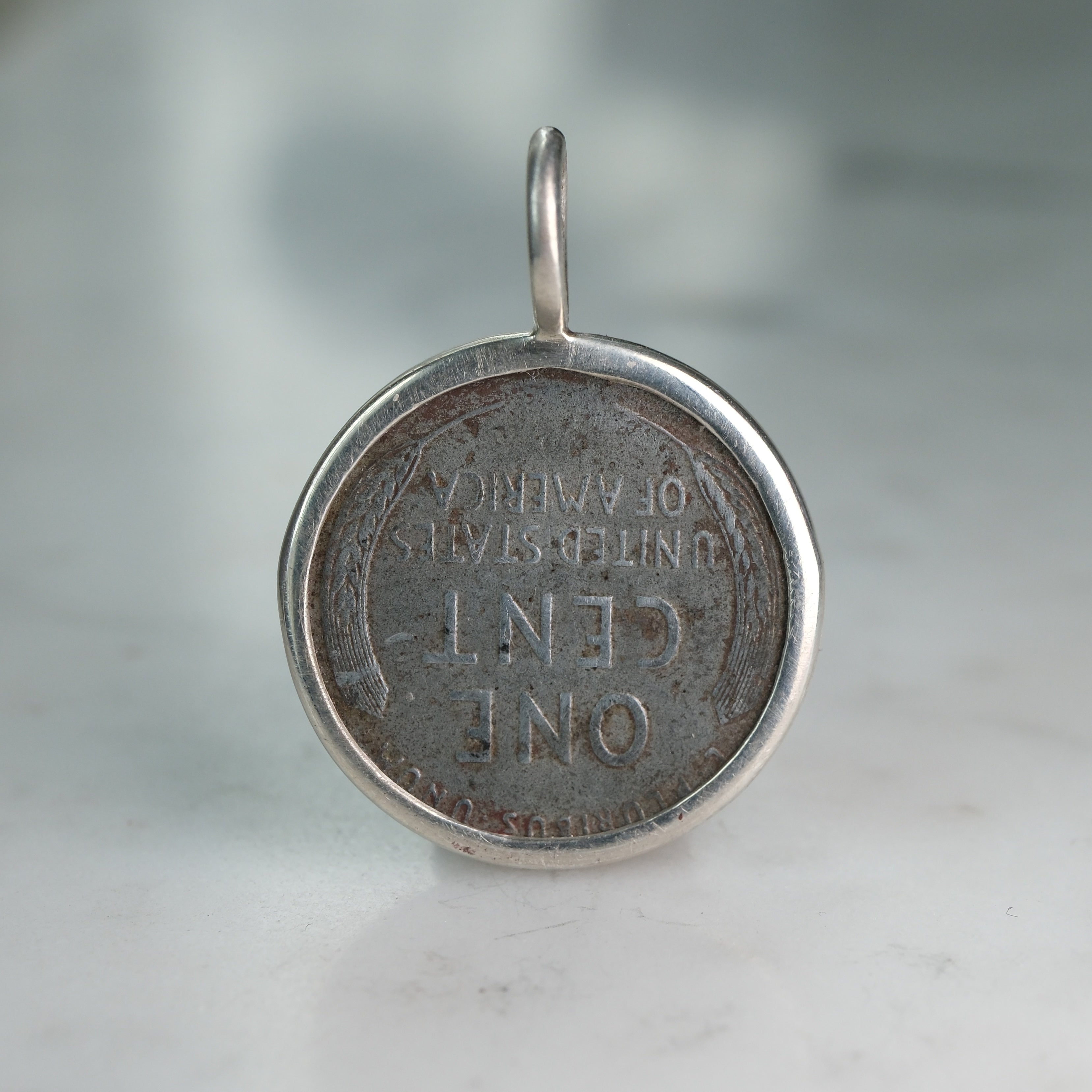 Authentic WWII Coin 1943 Steel Lincoln Cent Pendant