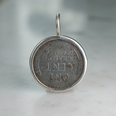 Authentic WWII Coin 1943 Steel Lincoln Cent Pendant
