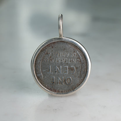Authentic WWII Coin 1943 Steel Lincoln Cent Pendant
