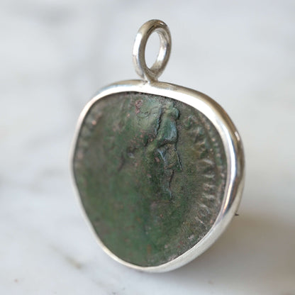 Antoninus Pius Dupondius with Fides in Silver