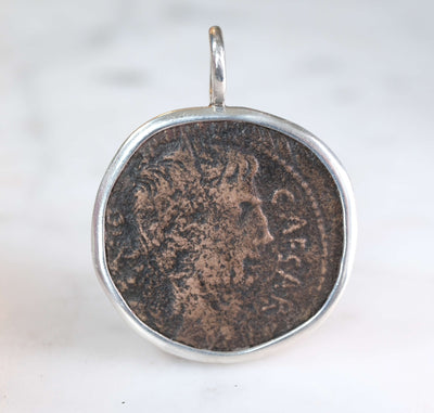 Octavian and Divus Julius Caesar Bronze in Silver
