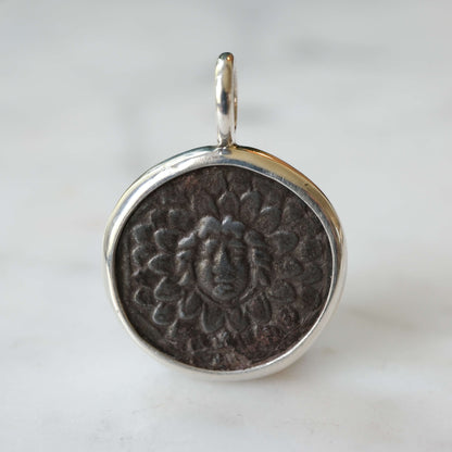 Amisos Medusa Gorgon Pendant | Aegis and Nike in Sterling Silver