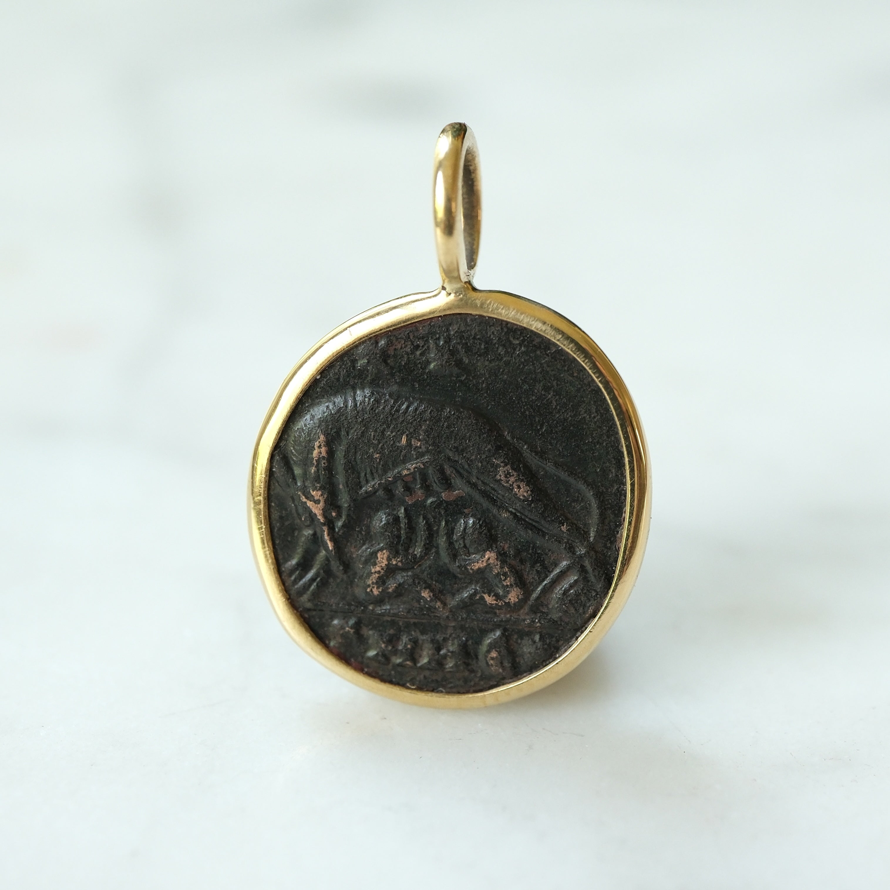 Constantine I – Romulus and Remus Bronze in 18k Gold