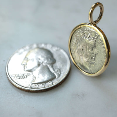 Roman Republican Denarius Pendant | Sol and the Seven Stars in 18k Gold
