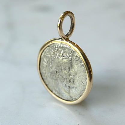 Roman Republican Denarius Pendant | Sol and the Seven Stars in 18k Gold