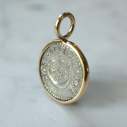 Roman Republican Denarius Pendant | Sol and the Seven Stars in 18k Gold