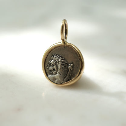 Chersonesos Lion Hemidrachm Pendant in Handcrafted 14k Gold